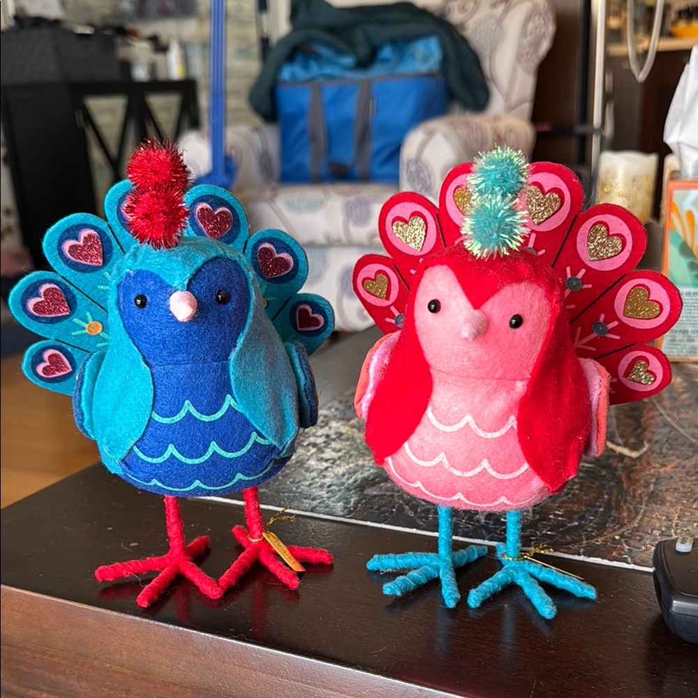 Target birds Spritz Valentines Peabo and Preener Peacock